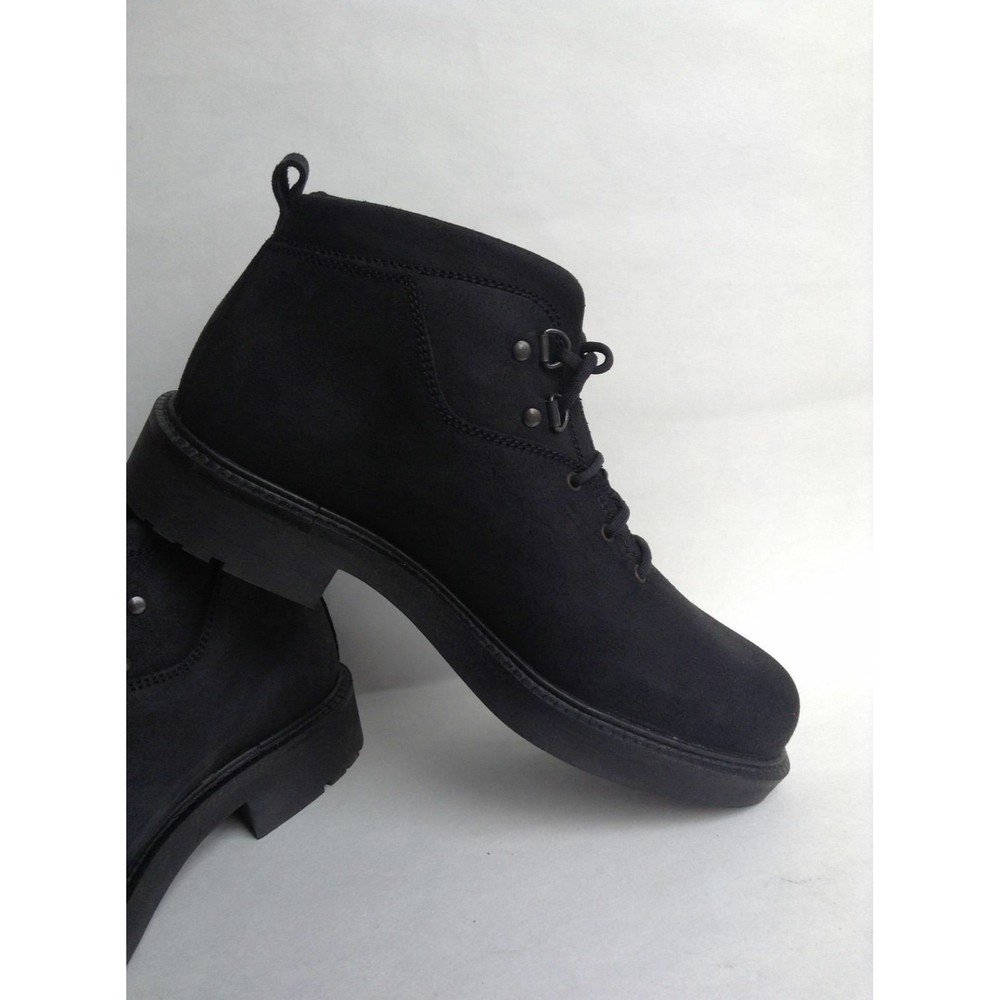 NEW KICKERS Men's Black Nubuck Leather Lug Sole Ankle Boots (Size 7.5)-MSRP $189